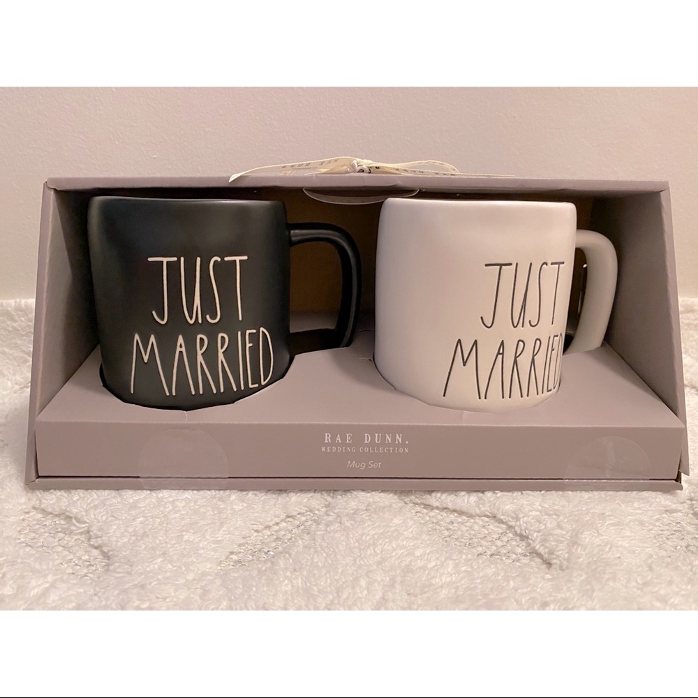 Rae Dunn JUST MARRIED Wedding Mug Set